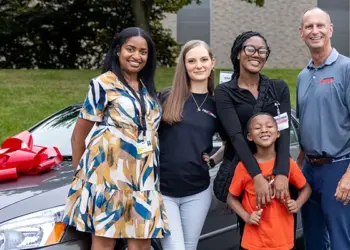 Carroll Community College family who received vehicle through the College’s ongoing partnership with Vehicles for Change.