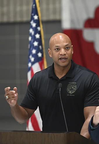 Gov. Wes Moore delivers remarks during a public appearance in Annapolis on May 13, 2024. - Pat Siebert/Maryland GovPics/Flickr, CC BY 2.0